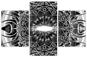 Tablou cu ornamente alb negre (90x60 cm)