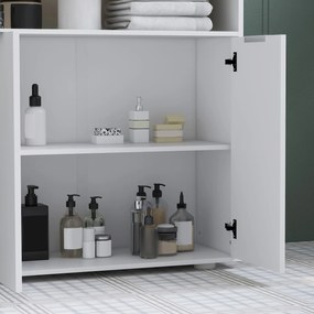 kleankin Mobilier de depozitare pentru baie cu 2 uși și 2 compartimente deschise dim.  60L x 30A x 102H cm, alb | Aosom Romania