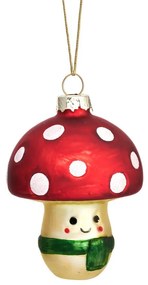 Ornament de Crăciun lucrat manual din sticlă ø 6 cm Happy Mushroom – Sass &amp; Belle