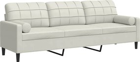 vidaXL Canapea cu 3 locuri cu pernuțe, crem, 210 cm, catifea