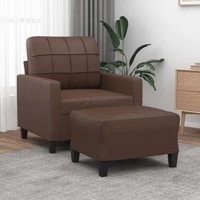 3153337 vidaXL Fotoliu canapea cu taburet, maro, 60 cm, piele ecologică
