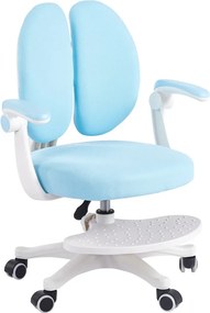 Scaun ergonomic pentru copii, spatar reglabil, suport picioare reglabil, rotativ, Albastru
