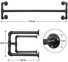 Cuier metal suspendat, 110 x 30 x 29.3 cm