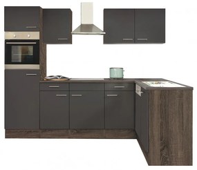 Mobilă de bucătărie de colț Yorki 280, corp stejar Yorki, față antracit satinat