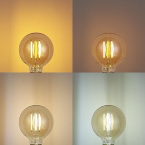 Becuri LED inteligente E27, reglabile, G95, aurii, 7W, 806 lm, 1800-6500K