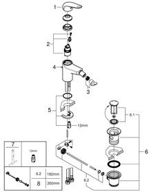 Baterie bideu GROHE SWIFT 24332001, 146 mm, crom lucios