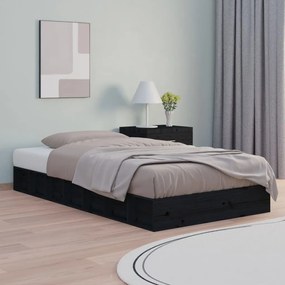 Cadru de pat dublu 4FT6, negru, 135x190 cm, lemn masiv Negru, 135 x 190 cm