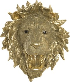 Aplică de perete din polirășină, auriu, model cap de leu, 44,5 x 38,5 x 28 cm, „Besse”