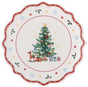 Farfurie roșie-crem pentru servire din ceramică ø 17 cm, cu model de Crăciun Naive – Bloomingville