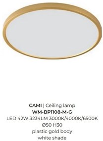 Plafoniera LED moderna design slim CAMI 50cm, auriu