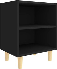 vidaXL Noptieră cu picioare din lemn masiv, negru, 40x30x50 cm