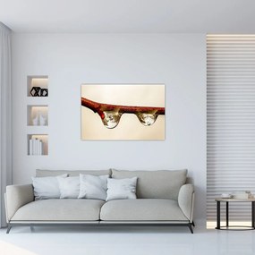Tablou cu picături de apă pe creangă (90x60 cm)