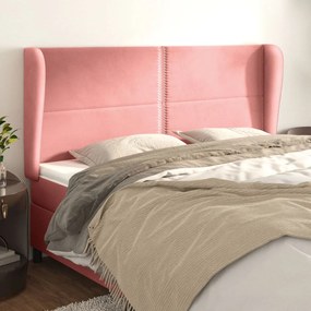 3117875 vidaXL Tăblie de pat cu aripioare, roz, 163x23x118/128 cm, catifea