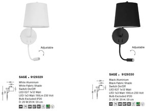 Aplica de perete moderna cu reader LED Sage neagra NVL-9129330