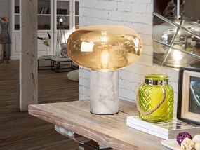 Veioza / Lampa de masa design elegant Fungi alb/ chihlimbar