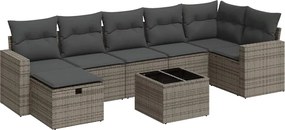 vidaXL Set canapele de grădină cu perne, 8 piese, gri, poliratan