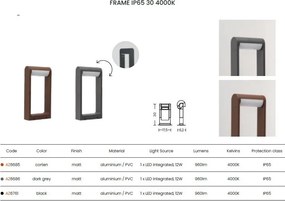 Stalp LED iluminat exterior IP65 FRAME 30 4000K negru