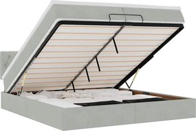 vidaXL Cadru pat otoman cu saltea Gri deschis 200x200 cm catifea