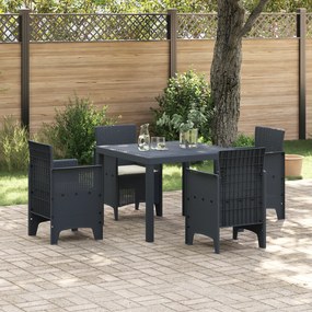 vidaXL Set de mese pentru grădină cu perne 5 pcs Antracit