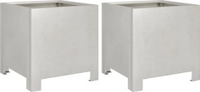 vidaXL Jardiniere grădină, 2 buc., 30x30x30 cm, oțel inoxidabil