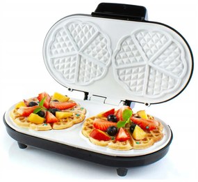 Aparat pentru vafe/gofre FIRST AUSTRIA FA-5305-2 WI, 1000 W, Placi cu acoperire antiaderenta, Termostat, Negru/Inox