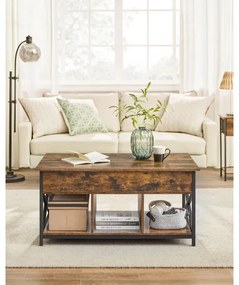 Masă de cafea NYRO cu blat rabatabil, maro/negru