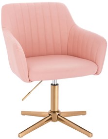 HC190CROSS Scaun Roz din Piele Ecologica cu Bază Aurie