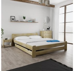 Pat Laura 140x200 cm, pin Saltele: Cu saltele Deluxe 10 cm, Somiera pat: Cu lamele drepte