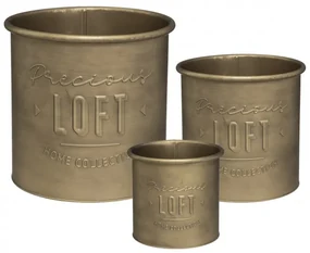 Set 3 ghivece flori Golden Loft, metal, 20.3xH18.5 cm, 24.5xH.23.5 cm, 30xH30.4cm