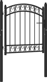 vidaXL Poartă de gard Emmen cu blat arcuit din oțel, 100x86 cm, negru
