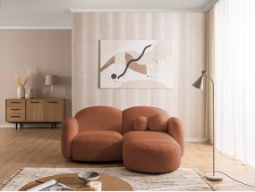 Colțar teracotă cu tapițerie din țesătură bouclé (cu colț pe partea dreaptă/cu șezlong) Orbit – Ropez