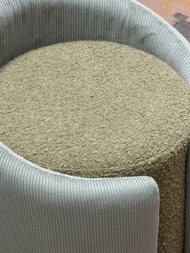 Taburet verde, rotund, din textil, Nasrine