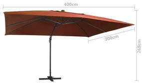 Umbrela in consola cu LED-uri, caramiziu, 400x300 cm Terracota, 400 x 300 cm