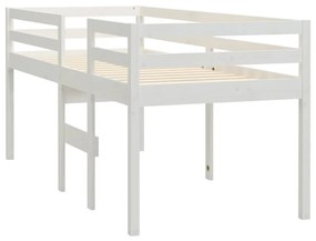 Pat inalt de dormitor, alb, 75x190 cm, lemn masiv de pin