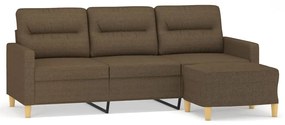 3153424 vidaXL Canapea cu 3 locuri cu taburet, maro, 180 cm, material textil