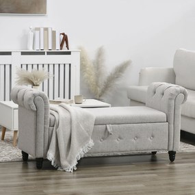 HOMCOM Banca cu depozitare, canapea cu două funcții în material textil aspect lin cu picioare de lemn 146,5 x 49 x 72 cm gri | Aosom Romania