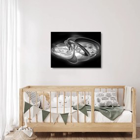 Tablou pe sticlă cu abstracțiune modernă în gri (70x50 cm)