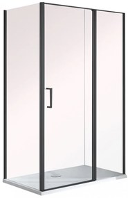 Cabină de duș pătrată Triton Black cu o singură ușă și acoperire Nano 120x80x190 cm