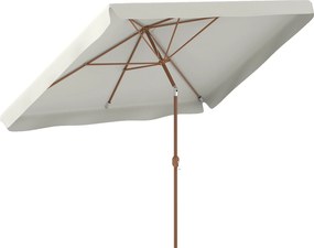 Outsunny Umbrelă de Grădină 2x3 m Inclinabilă cu Deschidere cu Manivelă, Orificiu de Ventilație și Margine cu Volane, Umbrelă de Exterior Dreptunghiulară Anti-UV 50+ din Aluminiu și Poliester de 180 g/㎡, Crem | Aosom Romania
