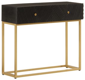 vidaXL Masă consolă, neagră 90x30x76 cm, lemn masiv de mango și fier