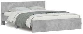 3207486 vidaXL Cadru de pat cu tăblie, gri beton, 140x200 cm