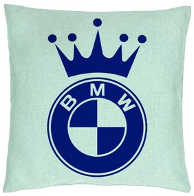 Perna Decorativa, Model Emblema BMW King, 40x40 cm, Verde Menta, Husa Detasabila, Burduf