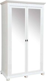 Dulap lemn masiv alb Natalie cu Oglinzi, 120 × 60 × 210 cm
