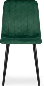 Scaun de catifea verde inchis LAVA BOTTLE GREEN cu picioare negre