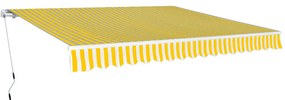 vidaXL Copertină pliabilă, acționare manuală, 400 cm, galben/alb