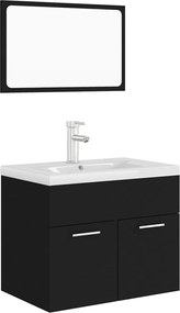 vidaXL Set mobilier de baie, negru, lemn prelucrat