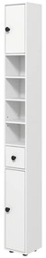 kleankin Cabinet de baie, 4 rafturi, sertar, plăci aglomerate, design subțire, Alb | Aosom Romania