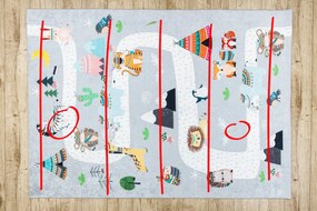 BAMBINO 2160 covor lavabil Sat indian, animale pentru copii anti-alunecare gri - SECUNDAR-COTATI PRODUSUL