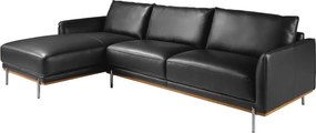 Coltar LUX 5 locuri design italian cu sezlong stanga Cowhide black