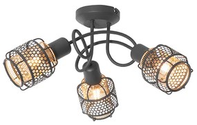 Plafoniera de design neagra cu auriu 3 lumini - Noud